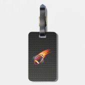 Koolstofvezel ziet er uit Flaming Football Bagagelabel (Achterkant verticaal)