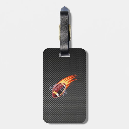Koolstofvezel ziet er uit Flaming Football Bagagelabel (Achterkant verticaal)