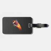 Koolstofvezel ziet er uit Flaming Football Bagagelabel (Achterkant horizontaal)