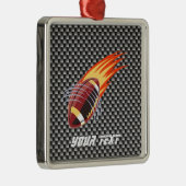 Koolstofvezel ziet er uit Flaming Football Metalen Ornament (Rechts)