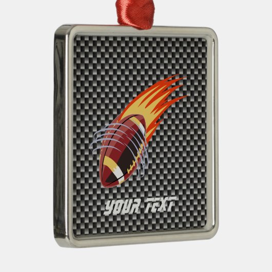 Koolstofvezel ziet er uit Flaming Football Metalen Ornament (Rechts)