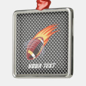 Koolstofvezel ziet er uit Flaming Football Metalen Ornament (Links)