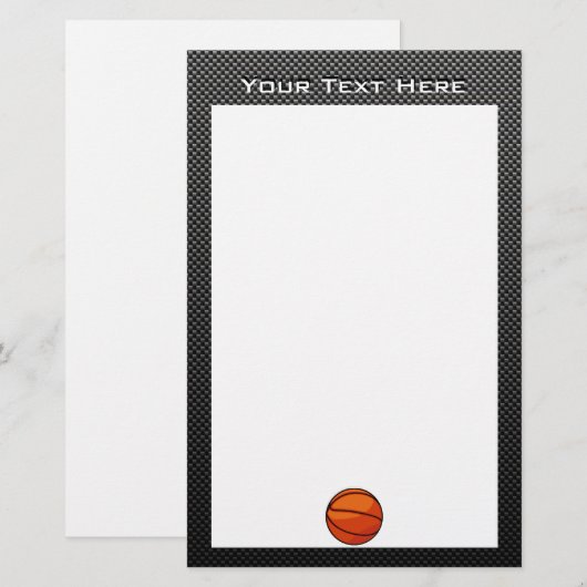 Koolstofvezel ziet er uit op Basketball Briefpapier (Voorkant / Achterkant)