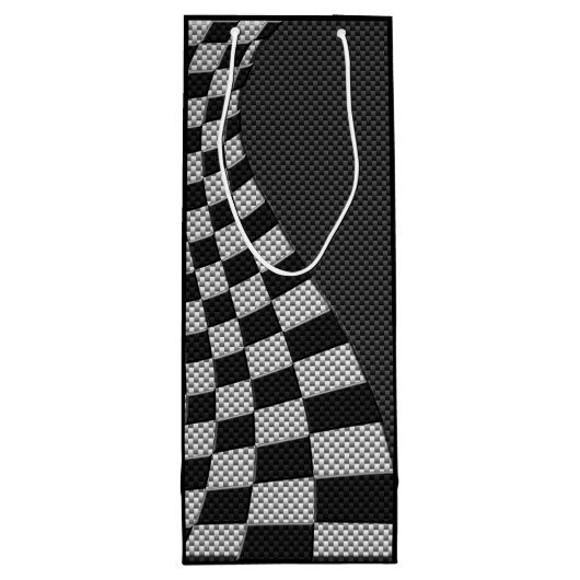 Koolstofvezel zoals racevoetafdruk wijn cadeautas (Achterkant)