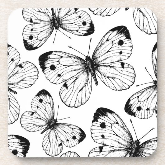 Koolstofvlinderpatroon Bier Onderzetter (Voorkant)