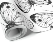 Koolstofvlinderpatroon Cadeaupapier (Rol Hoek)
