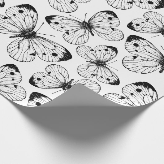 Koolstofvlinderpatroon Cadeaupapier (Hoek)
