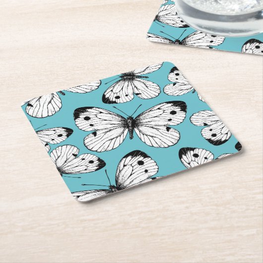 Koolstofvlinderpatroon Kartonnen Onderzetters (Schuin)