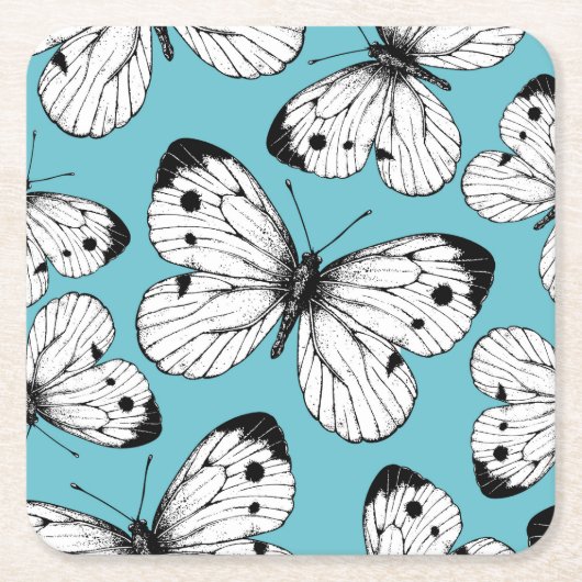 Koolstofvlinderpatroon Kartonnen Onderzetters (Voorkant)