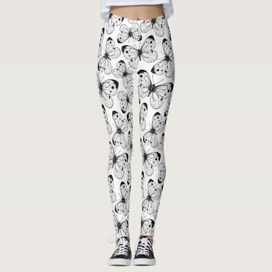 Koolstofvlinderpatroon Leggings (Voorkant)
