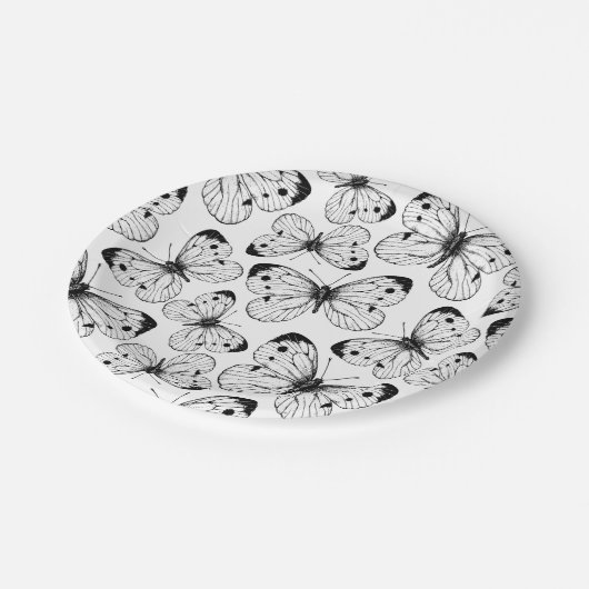 Koolstofvlinderpatroon Papieren Bordje (Gekanteld)