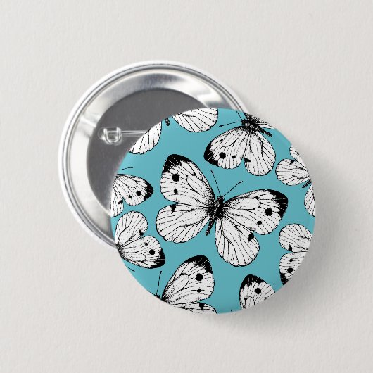 Koolstofvlinderpatroon Ronde Button 5,7 Cm (Voorkant /achterkant)