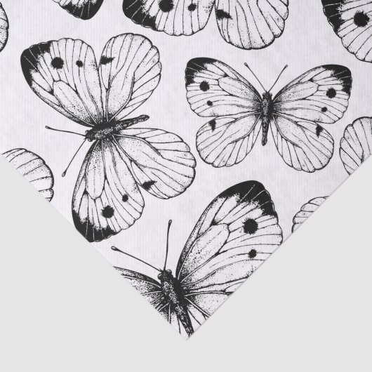 Koolstofvlinderpatroon Tissuepapier (Detail)
