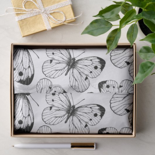 Koolstofvlinderpatroon Tissuepapier (Geschenk)