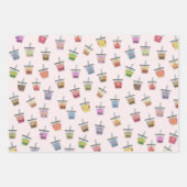 Koolthee-kleurig kawaï-schattig patroon inpakpapier vel (Voorkant)