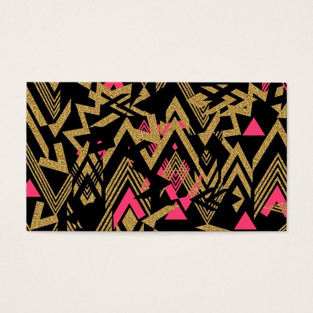 Kooltrendy faux goud glitter geometrisch patroon visitekaartje (Voorkant)