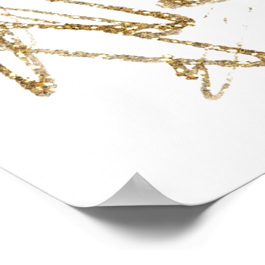 Kooltrendy faux gouden glitterpenseelstreken poster (Hoek)