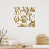 Kooltrendy faux gouden glitterpenseelstreken poster (Keuken)