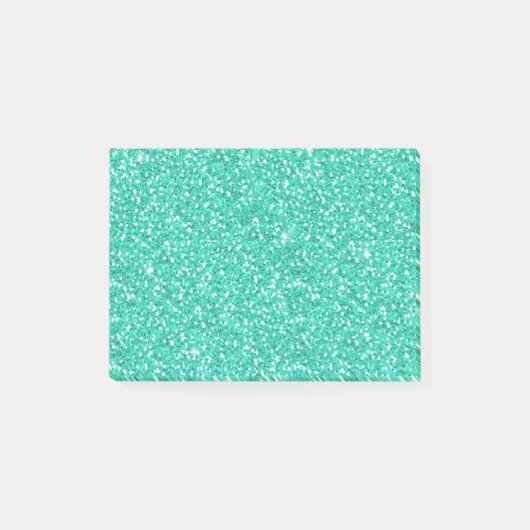 Kooltrendy trilling neonblauw faux glitter post-it® notes (Voorkant)
