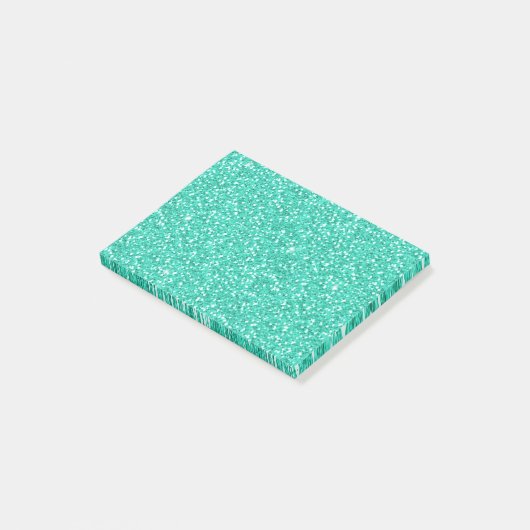 Kooltrendy trilling neonblauw faux glitter post-it® notes (Schuin)