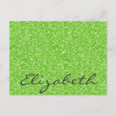 Kooltrendy trilling neongroene faux glitter briefkaart (Voorkant)