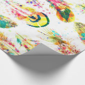 Kooltrendy waterverf neonsplatters veren cadeaupapier (Hoek)