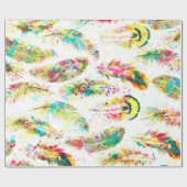 Kooltrendy waterverf neonsplatters veren cadeaupapier (Vlak)