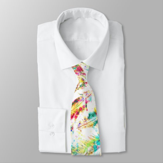 Kooltrendy waterverf neonsplatters veren stropdas (Gebonden)