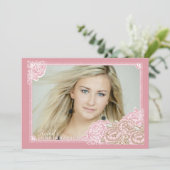 kooluitnodiging voor Roos-fotobevestiging Kaart (Staand voorkant)