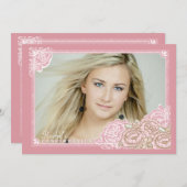 kooluitnodiging voor Roos-fotobevestiging Kaart (Voorkant / Achterkant)