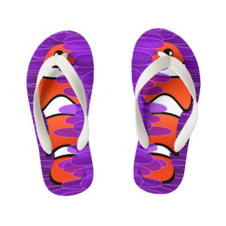 Koolvis en mooi Paars Zee Anemone Kinder Teenslippers
