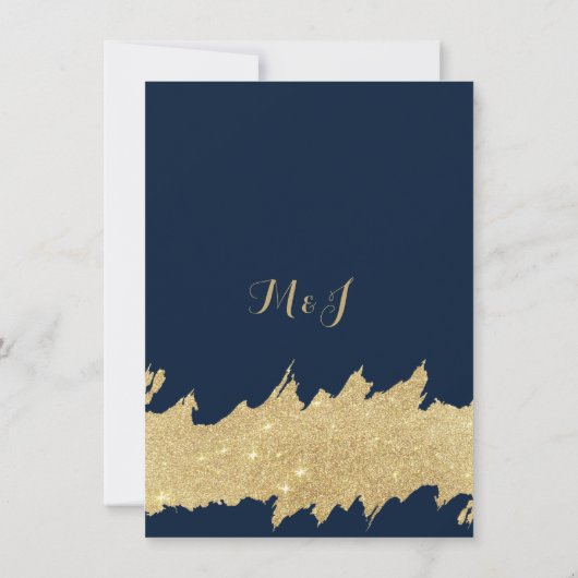 Koolvis goudglitter brushstrokes bruiloft kaart (Achterkant)