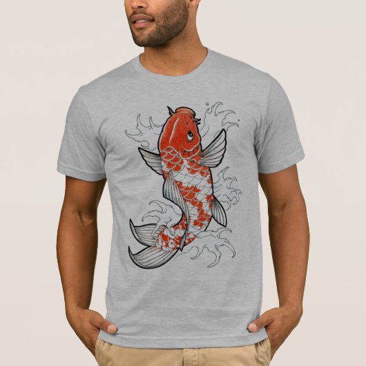 Koolvis halfgefitte grijze mannen T-shirt (Voorkant)