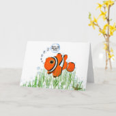 Koolvis in zeewier voor de tweede verjaardag kaart (Gele Bloem)