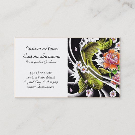 Koolvis, oraal japans zwarte inkt, gelukzali visitekaartje (Voorkant)