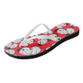 Koolvlinderpatroon op rood teenslippers (Schuin)