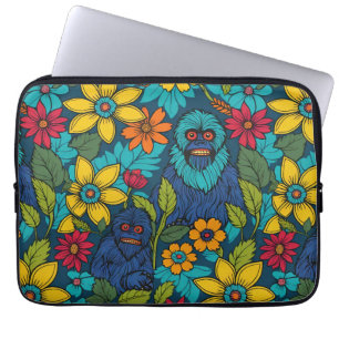 Koolvoetige Yeti Sasquatch Wilde Bloem Laptop Sleeve