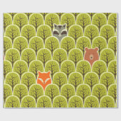 Koolvos en beer in een bos naadloos patroon cadeaupapier (Vlak)