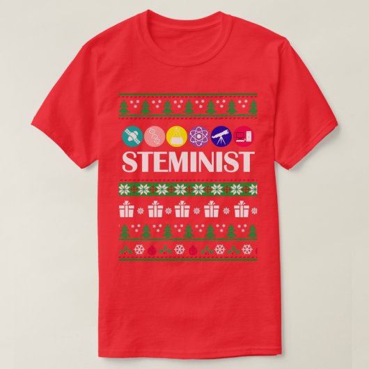 Koolwetenschapskerstliefhebber Steminist voor vrou T-shirt (Design voorkant)