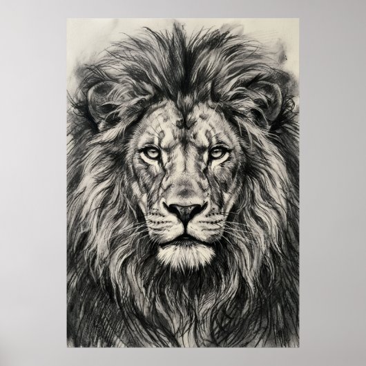 Koolzaad Leeuw Portret Poster (Voorkant)