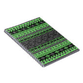Koolzomertrendy neongroen grijs Aztec Notitieboek (Rechterzijde)