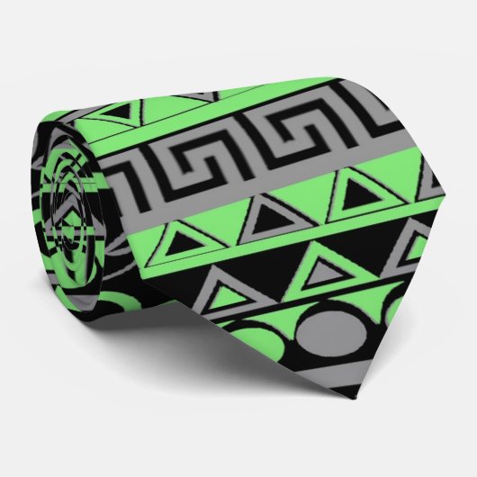 Koolzomertrendy neongroen grijs Aztec Stropdas (Opgerold)