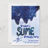 Koolzure blauwe sparkly glitter Slim Birthday Kaart (Voorkant)