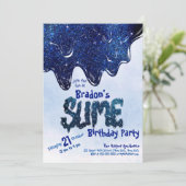 Koolzure blauwe sparkly glitter Slim Birthday Kaart (Staand voorkant)
