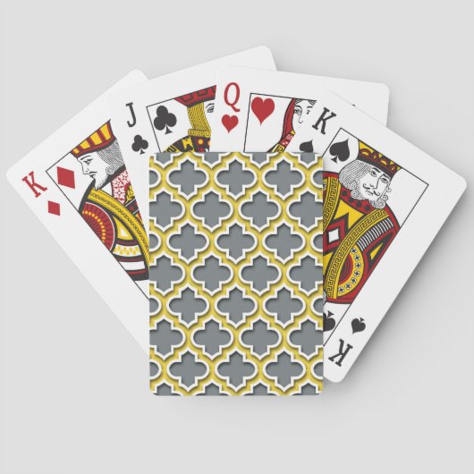 Koolzuuranananananas Witte Marokkaanse Quatrefoil Pokerkaarten (Achterkant)