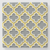 Koolzuuranananananas Witte Marokkaanse Quatrefoil  Stenen Onderzetter (Voorkant)