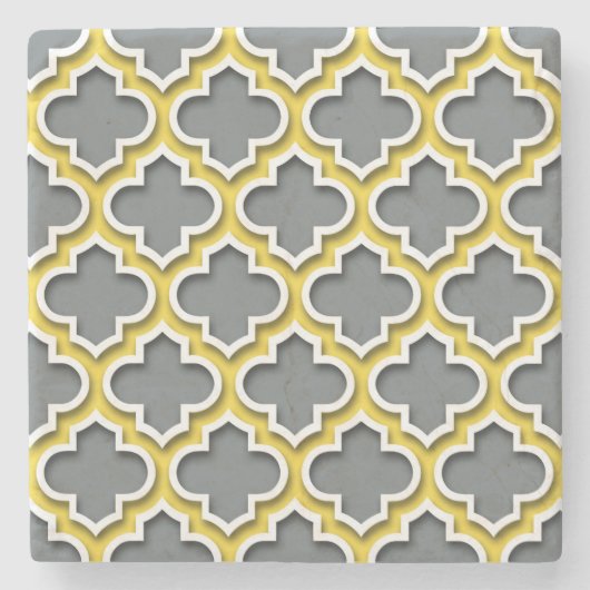 Koolzuuranananananas Witte Marokkaanse Quatrefoil  Stenen Onderzetter (Voorkant)