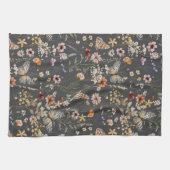 Koolzwart Aquarel Wilde Bloemen Theedoek (Horizontaal)