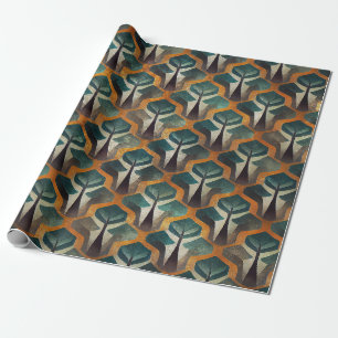 Koolzwart en goud Art Deco met turkooizen accenten Cadeaupapier