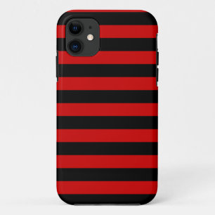 Koolzwart en rood strepenpatroon iPhone 11 hoesje